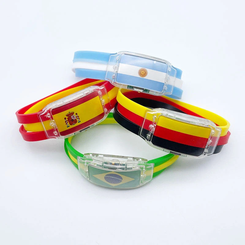 Festival Personalized Glowing Elastic Light Up Luminous Nfc Rfid Led Silicon Custom Promotional Wristbands Flag Bracelet