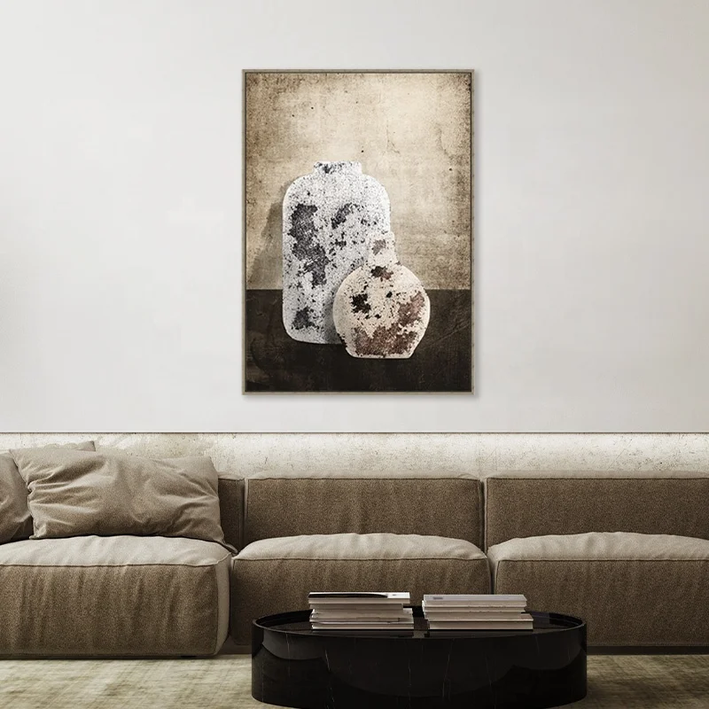 Retro Vase Wall Painting Framed Vintage Canvas Painting Still Life Oil Painting Print Wall Art Poster Hotel Living Room Decor