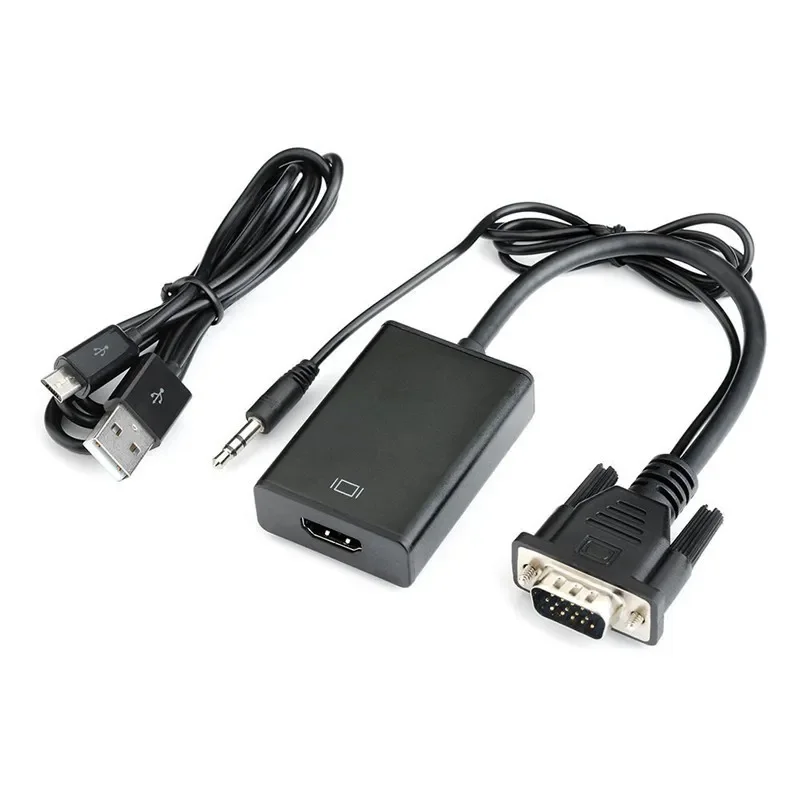 Full HD 1080P  With Audio Cable  VGA Male To HDTV Female Cable VGA to HDTV Converter For PC TV Box
