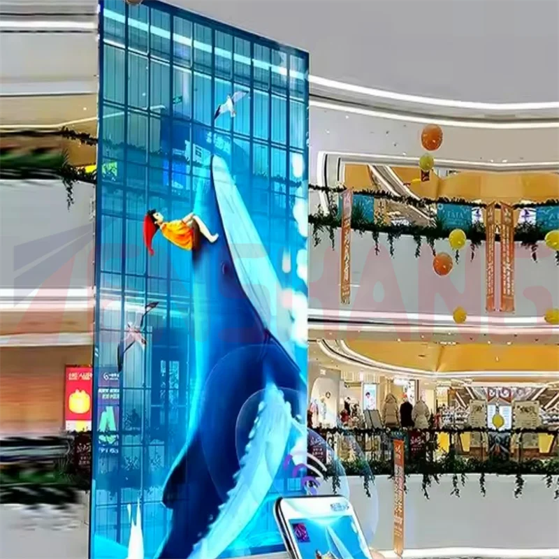 P2.6 P3.91 Ice Curtain Glass Video Wall Panel Clear Window Shop Advertising Led Mesh Display Transparent Led Screen