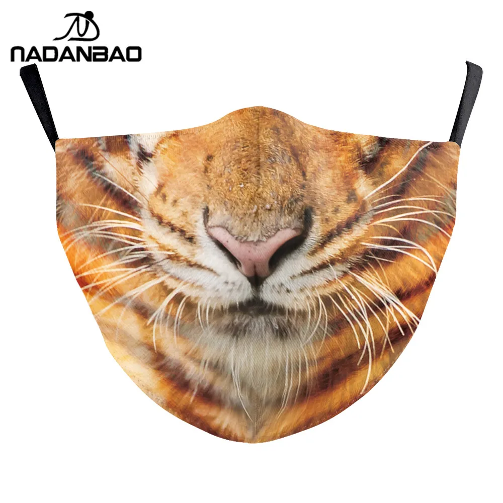 NADANBAO Party Facemask Animal 3D Sublimation Print Tiger Horse Mouth Cover Christmas Halloween Face Cover