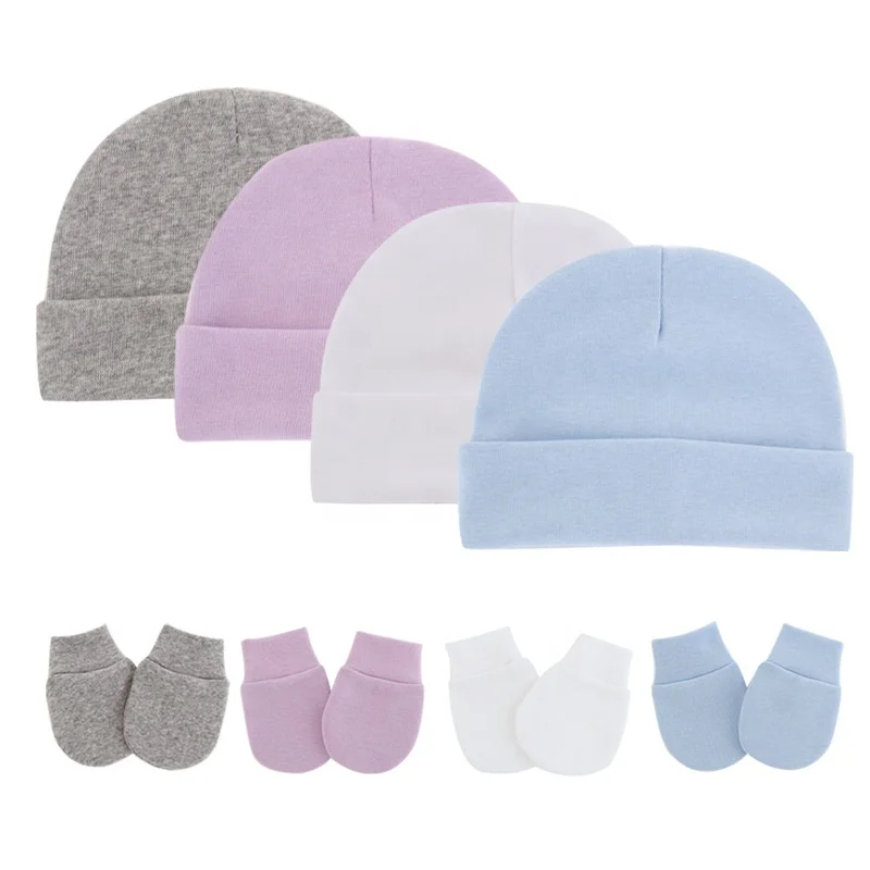 WD-A406 Winter Warmers Plain Beanies 0-3M Baby Hat for Girls and Boys Mittens Set 2023 Fashion  Caps Unisex Keeping Warm