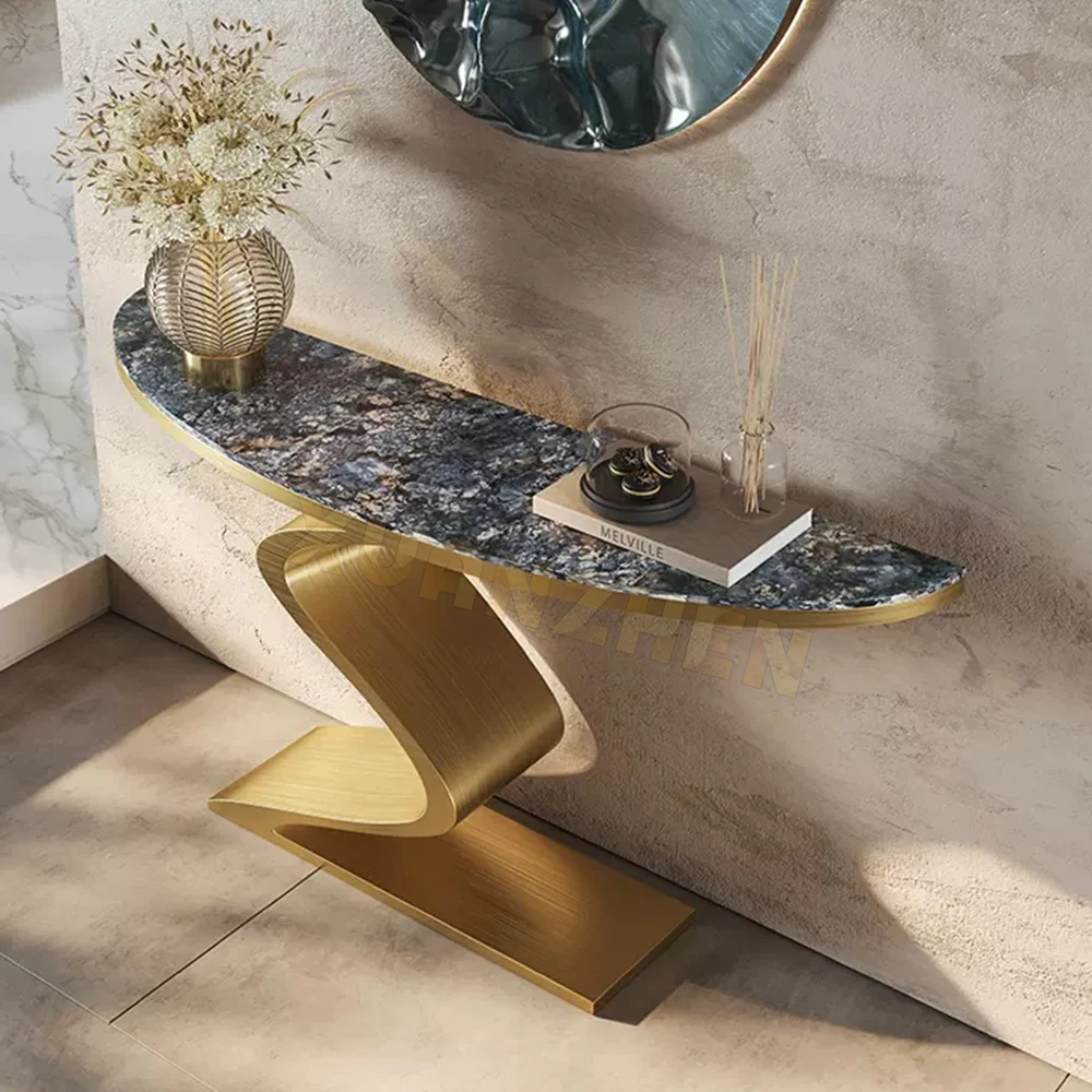 Living room furniture gold stainless steel console table luxury marble console table modern console tables CT028