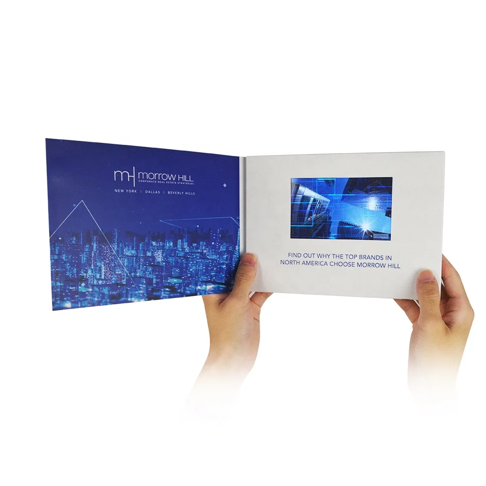 Custom 5 inch lcd tft screen video booklet for greeting gift invitation business card marketing
