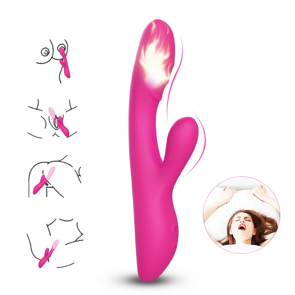 Luxury c-spot massage g-spot heating dildo rabbit silicone vibrator sex toy