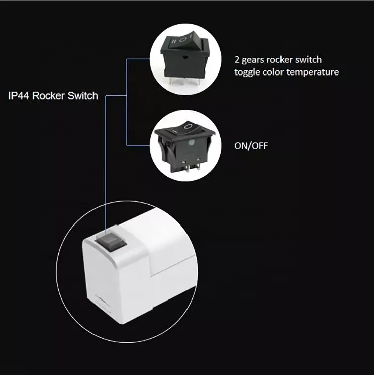 Wall mounted IP44 PIR sensor led mirror light with AC socket outlet socket
