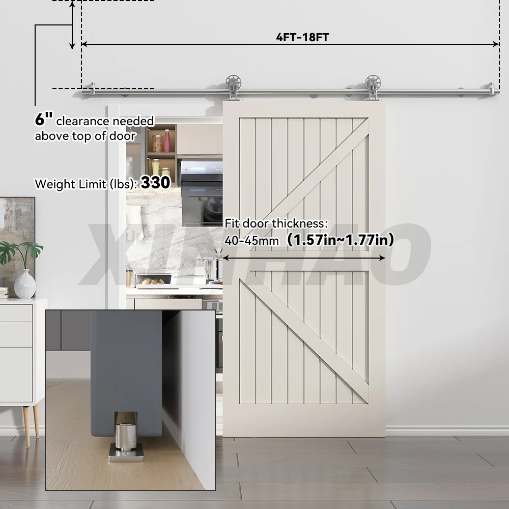 Big Wheel Stainless Steel Wholesale Sliding Barn Door Hardware Kit Suitable for wooden doors