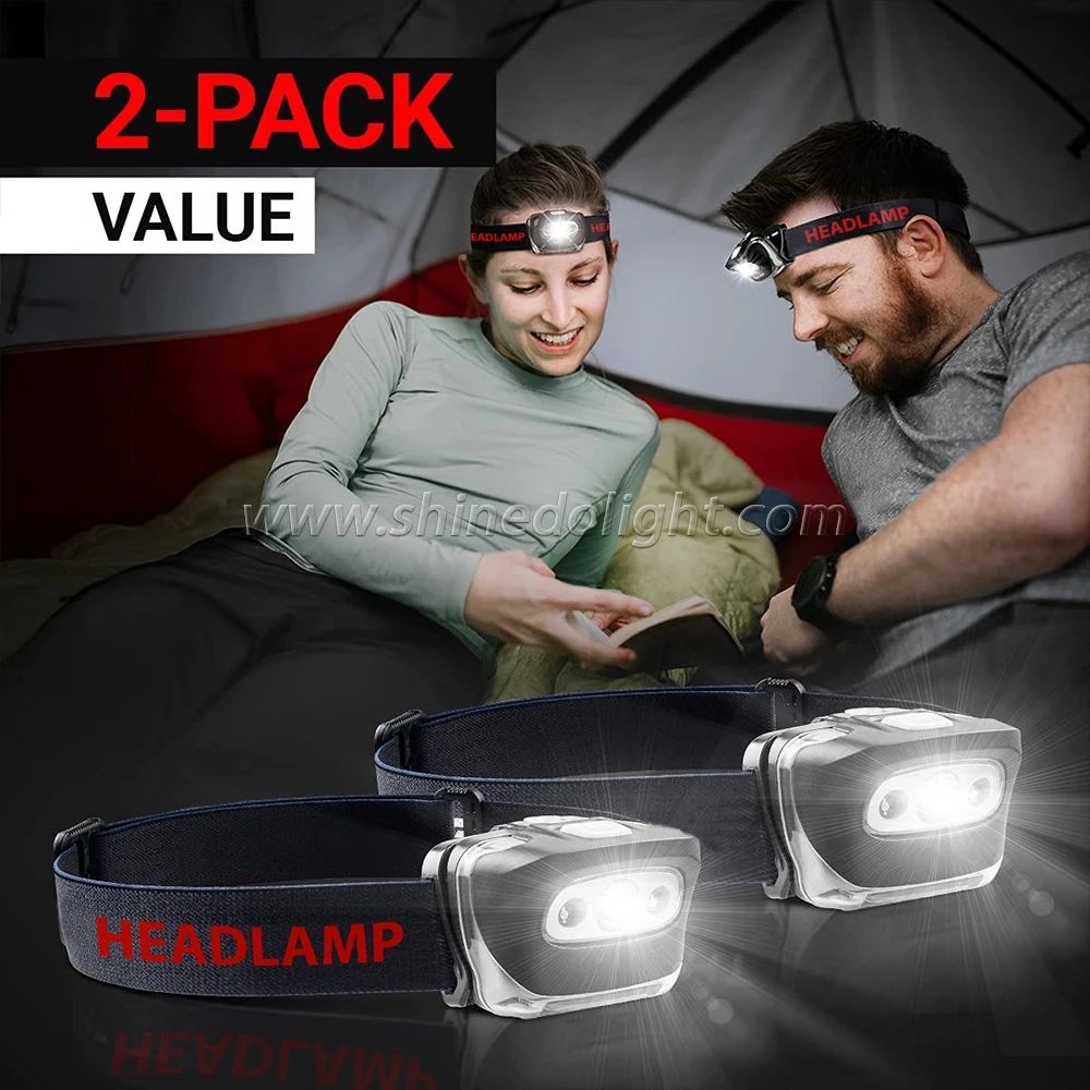Waterproof Safety Light Headlamp with Red Light 7 Modes, Adjustable Headband Headlights Head Lamp for Adults Kids Camping