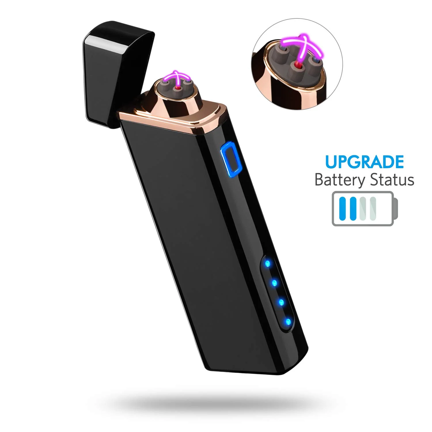 TK-719 Customize Logo Boyfriend Gift Double Arc Windproof Cigarette Lighter Portable Electricity Display Usb Charging Lighter