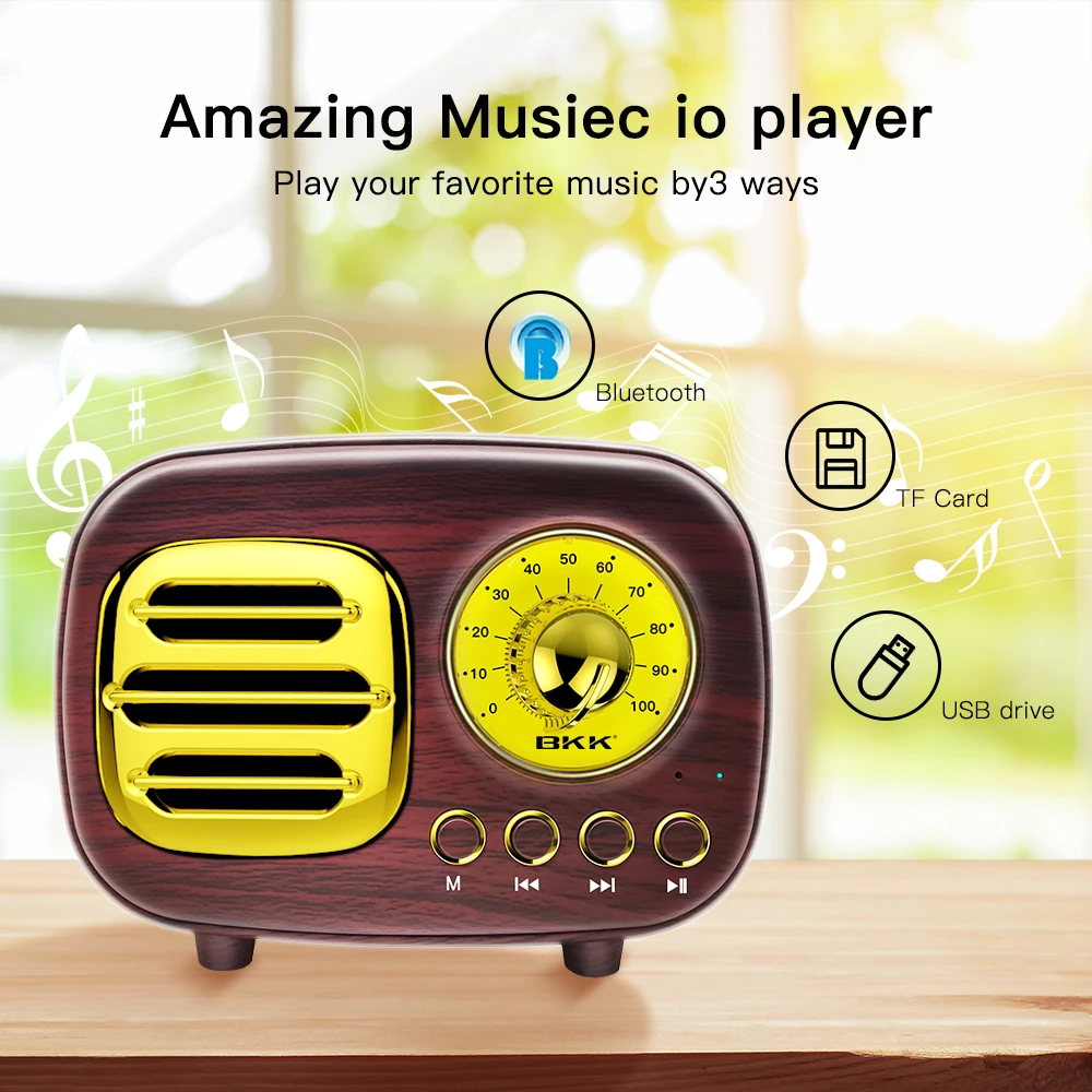 Best Price Vintage Am Fm Radio Speaker Bluetooth with USB  MP3 Player  Portable Wooden Classic Radio Retro Radio FM