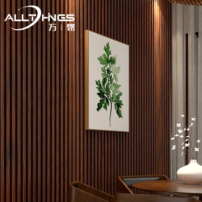 Grooved Grille Background with Three Grille Wood Grain Wpc Fluted Wall Sheet Interior Decoration Wall Panel