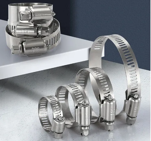 Stainless Steel Worm Hose Clamps Adjustable Metal Band Clamp for Water Pipe Automotive Plumbing Marine Application and Fuel Line