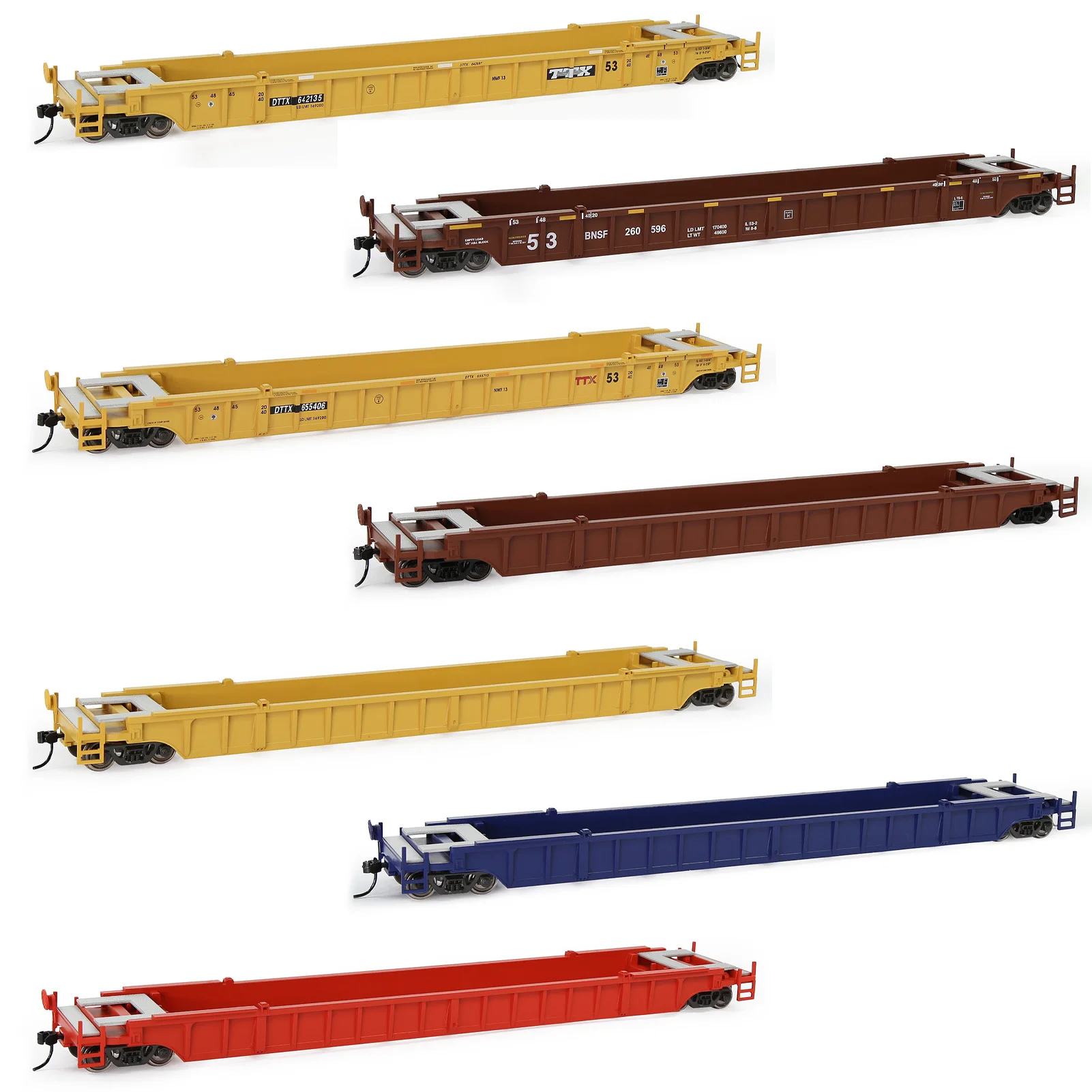 C8759 Model Railway HO Scale Train 53ft Flat Car 1:87 Wagon Freight Car Well Car