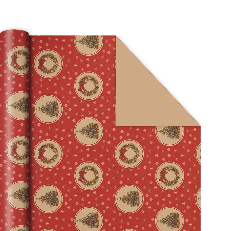Gift packing Special Occasion Wrapping Paper Christmas kraft Wrapping Paper christmas tree snow pattern paper