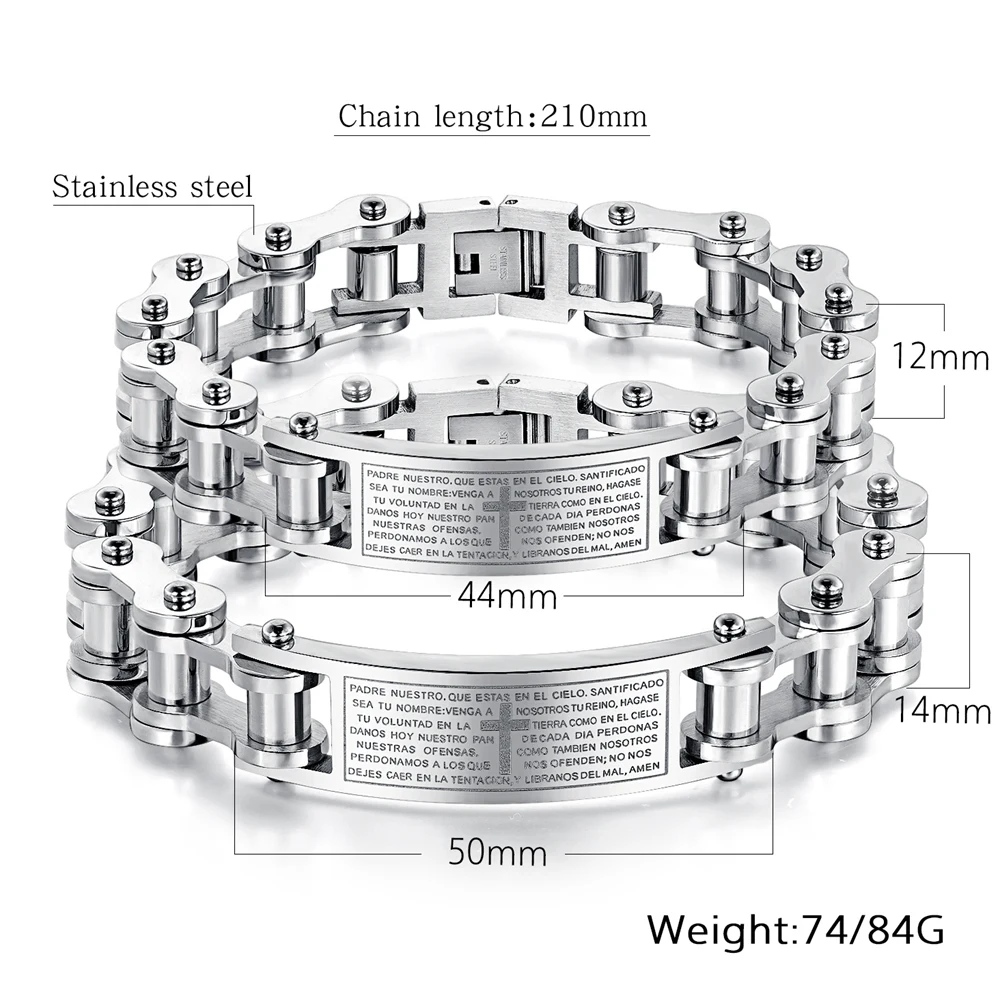 Amen Padre Jesus Religious Classic Mexico Bike Stainless Steel Bracelet