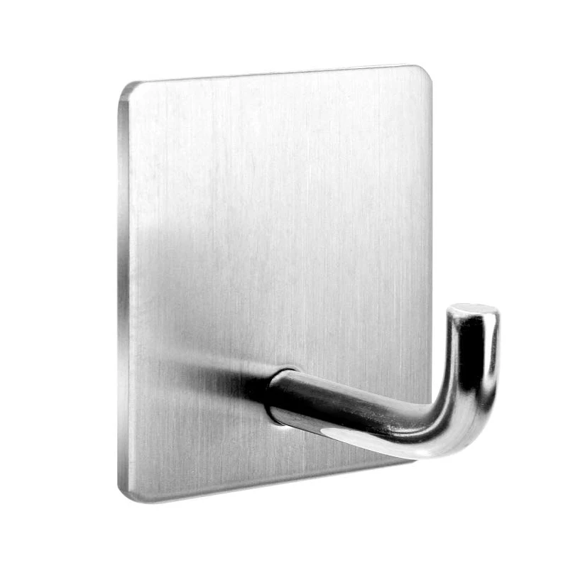304 Stainless Steel Self Adhesive Hook No Drill Robe Hook Towel Hanger with Brushed Finished Surface for Kitchen and Bathroom