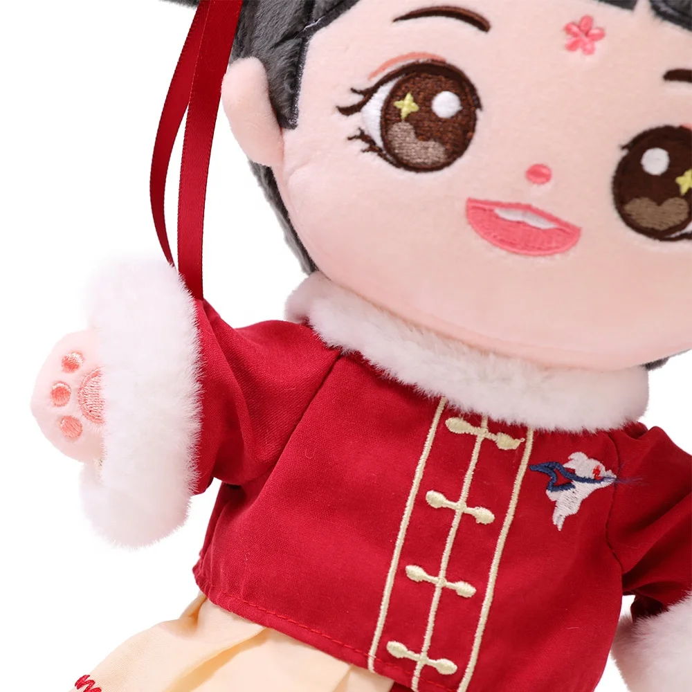 Ready to ship cheap stuffed plushie soft dolls custom made your own design plush dolls clothes packaging