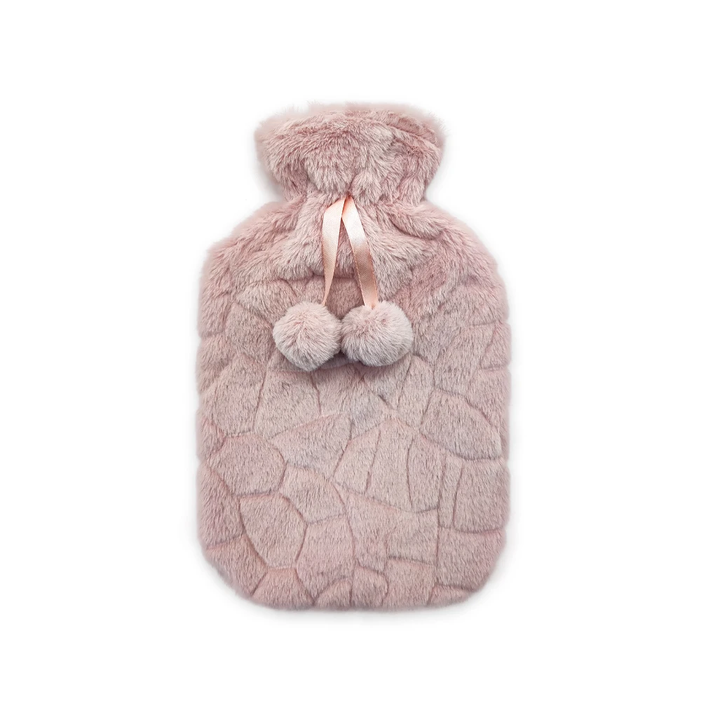 2022 latest british standard rubber hot water bottle bag with checkered plush cover