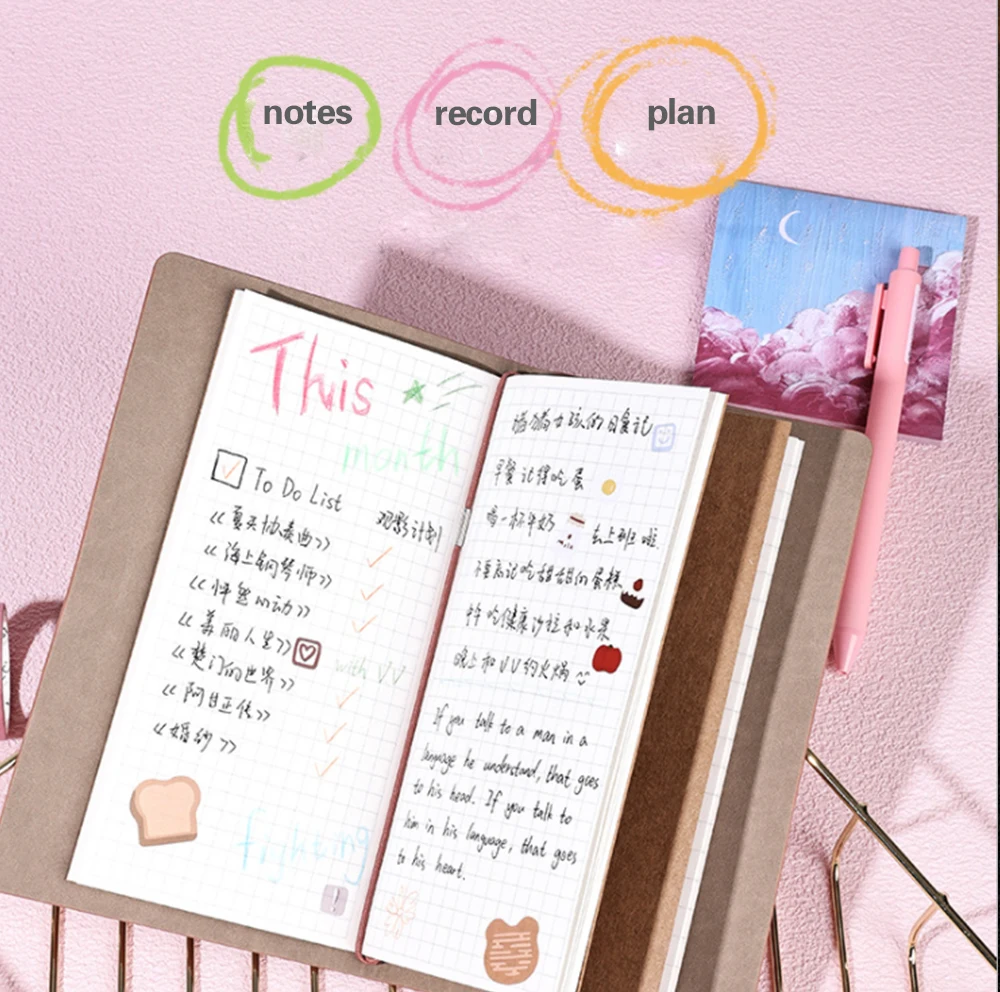 Customized Journal Books Engraved Lace Kraft Paper Inner Page Environmental Protection Office Memo / Student Notepad