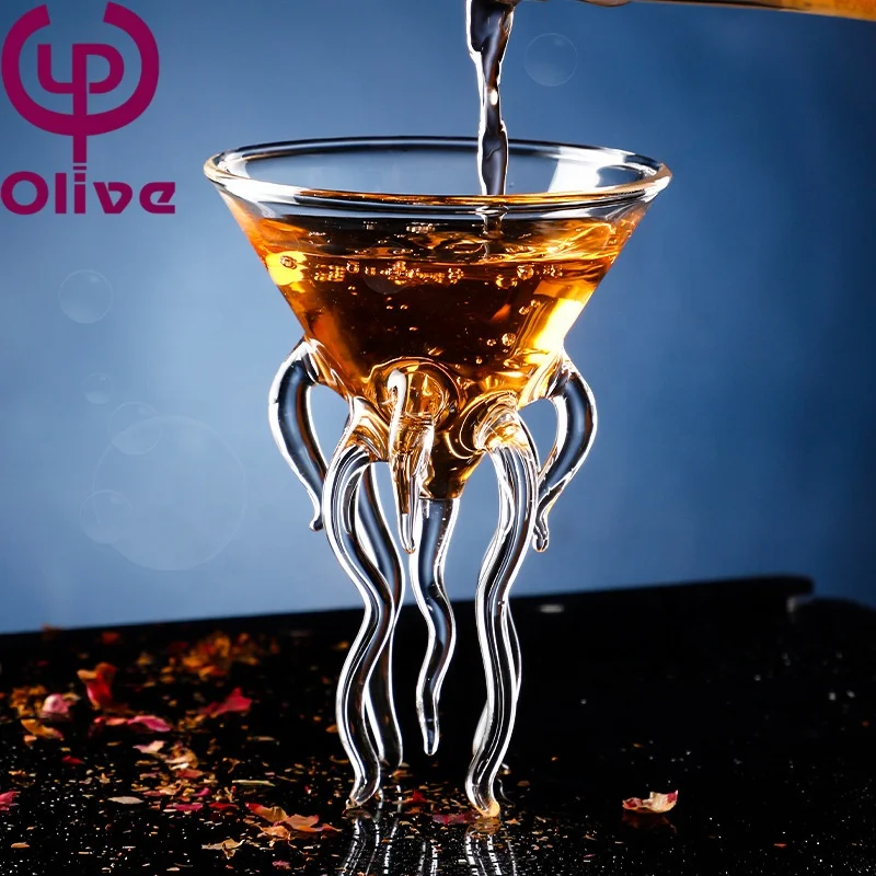 High Borosilicate Glass Drinkware Wine Goblet Wedding Transparent Jellyfish Margarita Martini Glass Bar Octopus Cocktail Glass