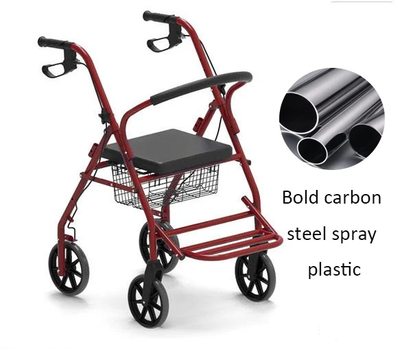 Lightweight elderly walker rollator with seat, folding elderly walker with wheels rolling walker