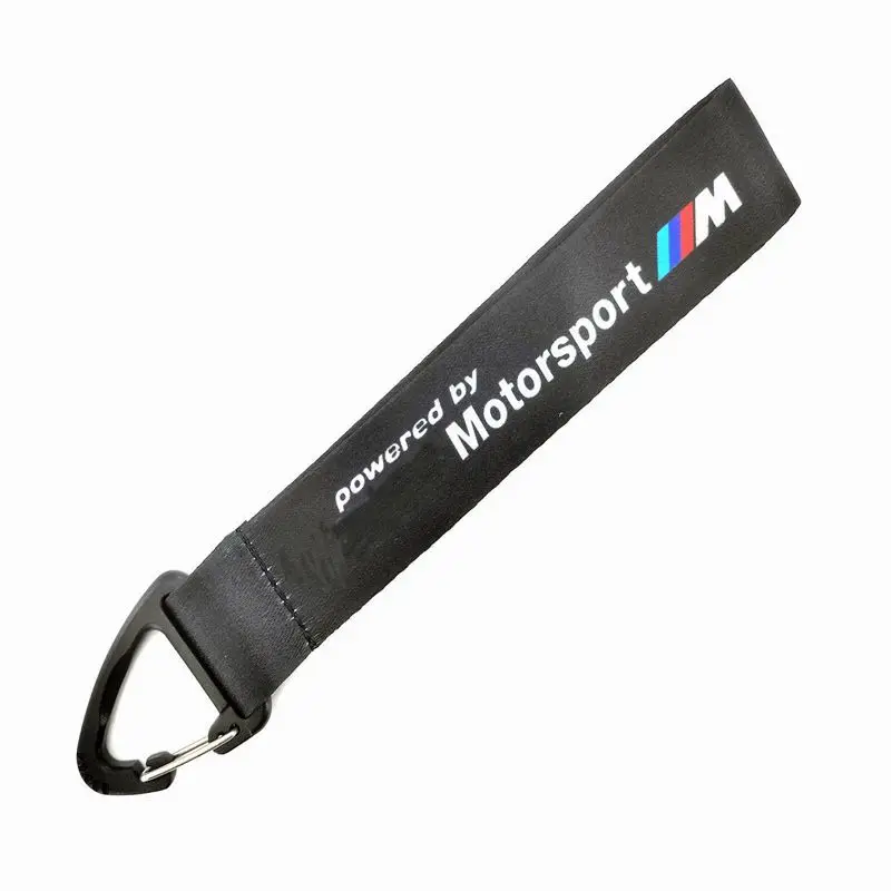 Custom Logo Brand Woven Embroidery Key Tag Customized Fabric Car Motorcycle Lanyard Keychain Strap