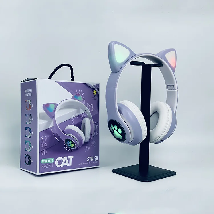 STN-28 Cat ears led light Headphones amazon amazon amazon Cat ear headset BT wireless headphones and glow for phone calls_6