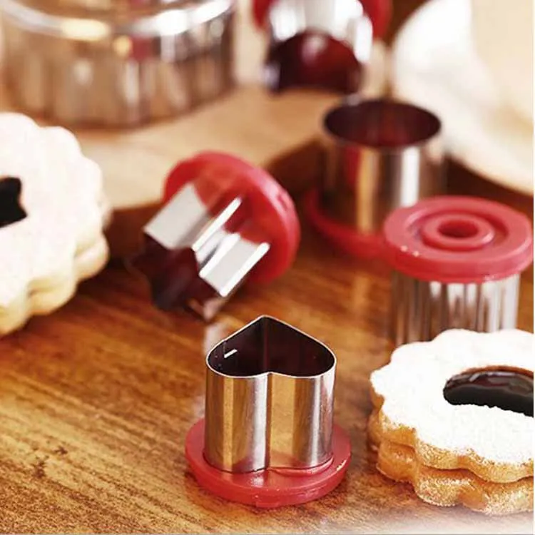 Mini Cookie Cutter Shapes Set -6 Small Molds to Cut Out Pastry Dough, Pie Crust & Fruit - Tiny Stainless Steel Metal