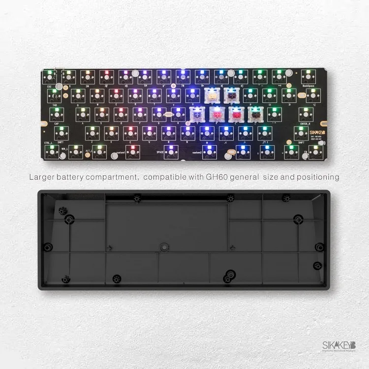 Sikakeyb 60% мини ABS Корпус RGB 61 Ключи hotswap набор «сделай сам» 5 0 2 4G проводная 3 Модель механическая