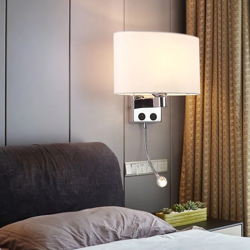 Design Interior Bedside Wall Lights Lamp Creative Decoration Minimalist Line Nordic Gold Fabric Indoor Modern Led Wall Lamps