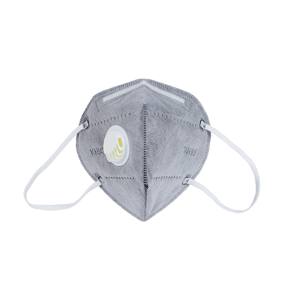 Gray KN95 Face Mask Respirator Breathing Valve Filtering Respirator Face Shields Head Loop Respirator