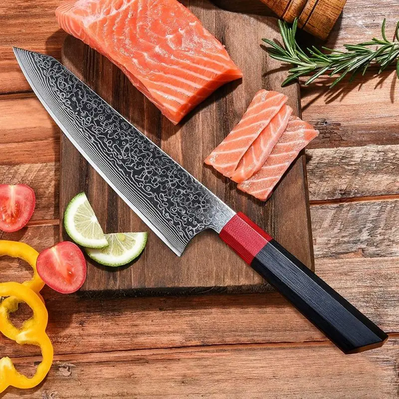 Multipurpose 8 Inch G10 Handle Chef Knife Damascus Steel  Kitchen Knife  For Home Restaurant Market