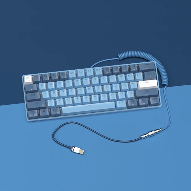 Metal Interface Aerial Plug USB Type-C Cable DIY Gaming Mechanical Keyboard Nylon Coiled Stretch Cable