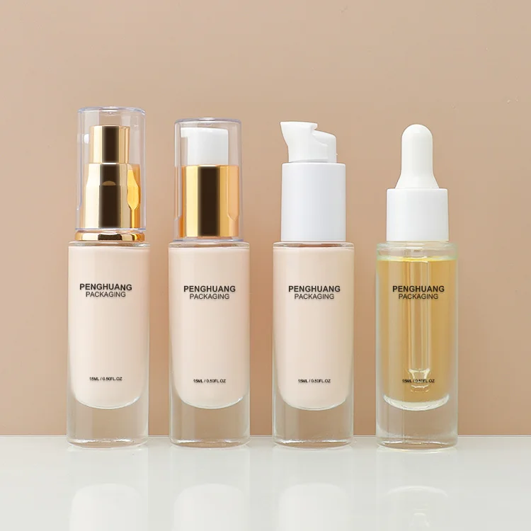 Refillable Glass Foundation Bottle Pump Press Bottle Sample Travel Cosmetic Container Dispenser for Skincare Packaging