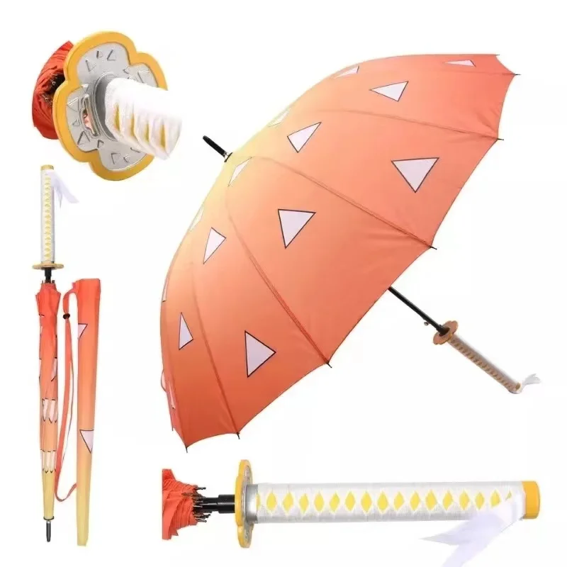 Anime Demon Slayer Katana Umbrella Kimetsu No Yaiba Tanjirou Shinobu Ninja Weapon Parasol Samurai Sword Katana Handle Umbrella