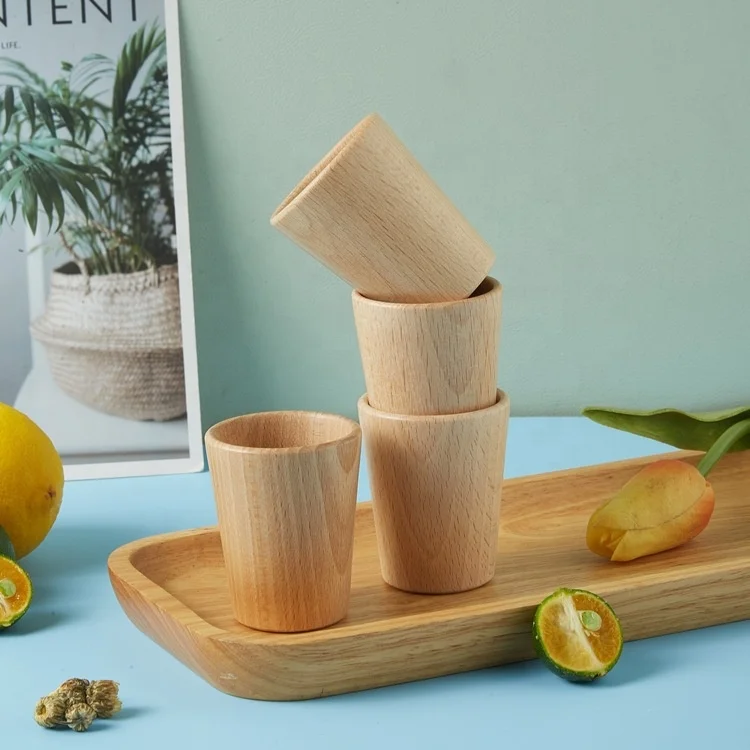 Japanese small mini wooden tea water cups