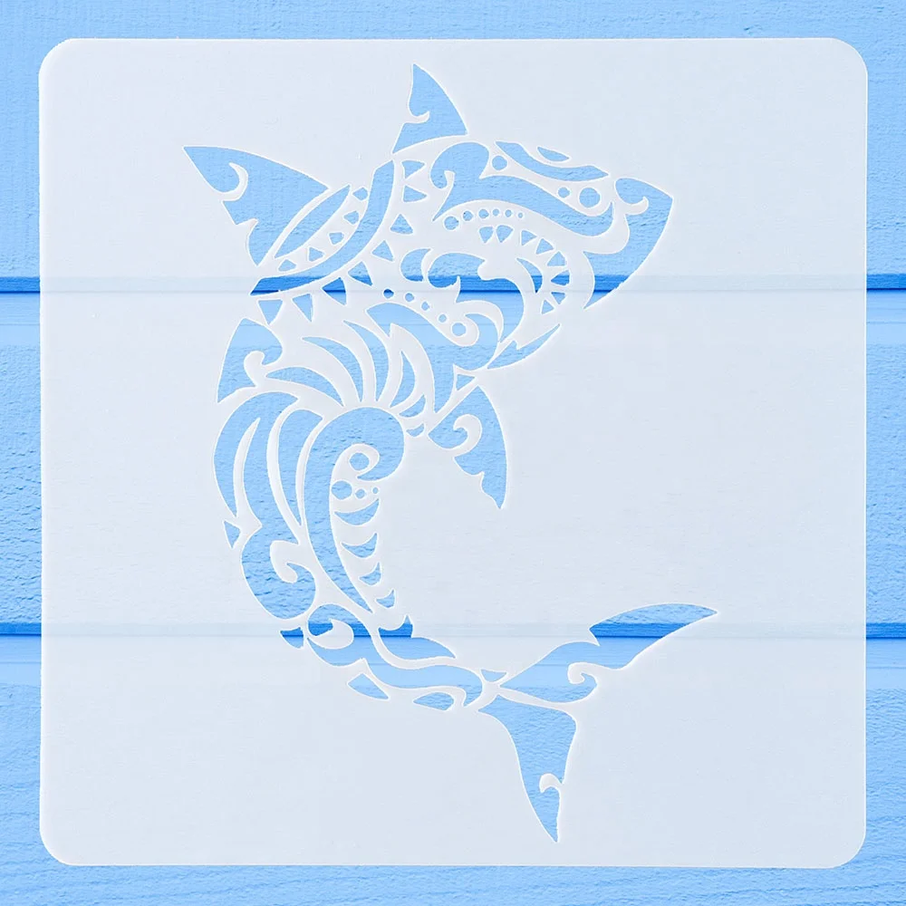 Sea Animal print custom paint stencils in scrapbook conch,sea turtle,dolphin drawing template
