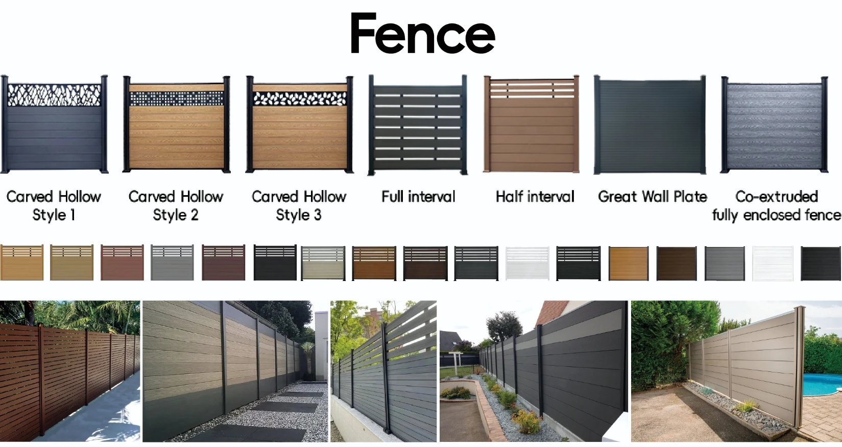 Modern Design Composite Fencing Co-Extrusion WPC Wood Privacy Garden Fence Panel Fireproof and Moisture-Proof for Outdoor Use