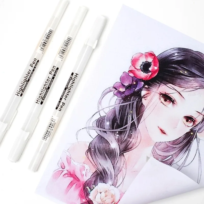 3 Pcs Creative White Ink Gel Pen Highlight Marker Pen 0.8mm Fine Tip Markers highlighter Pen