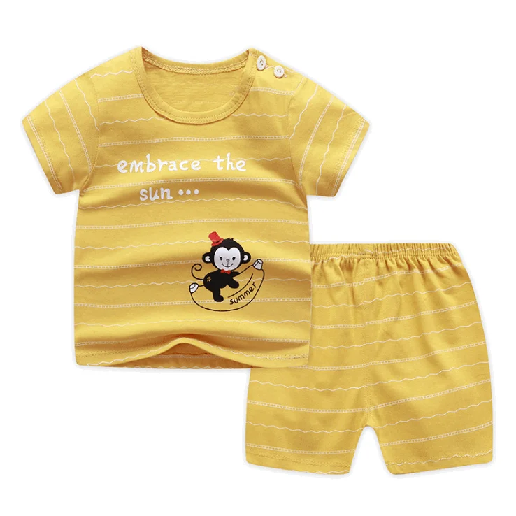 
children clothing set boy girls Summer Short Sleeve shirt and short Boys Cotton Clothes Sets kids Pajamas 