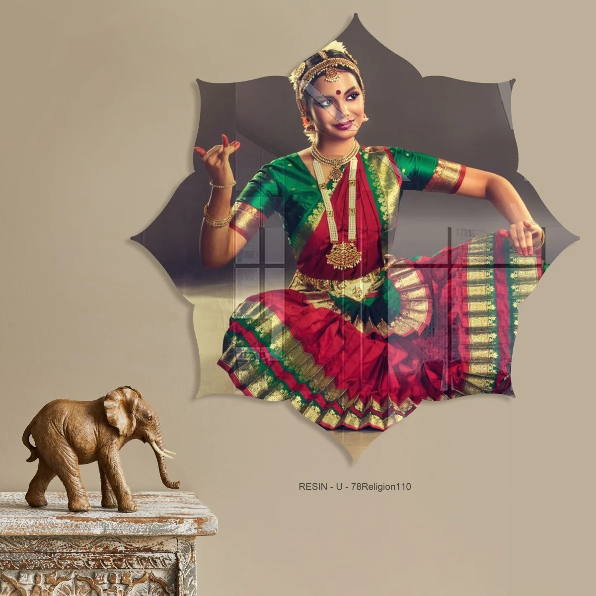 India Religion Lord Radha Krishna Painting Carving Mandala Shape Prints Crystal Painting