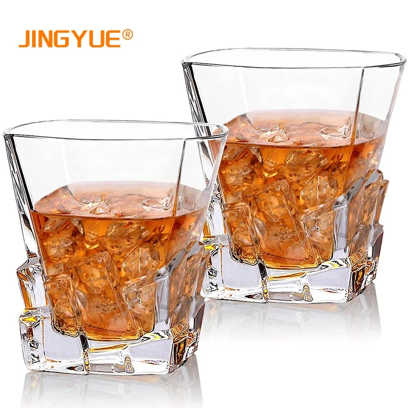 Wholesale Premium Crystal Clear Lead Free Glass Heavy Base Old Fashioned 10oz Square Iceberg Whiskey Glasses