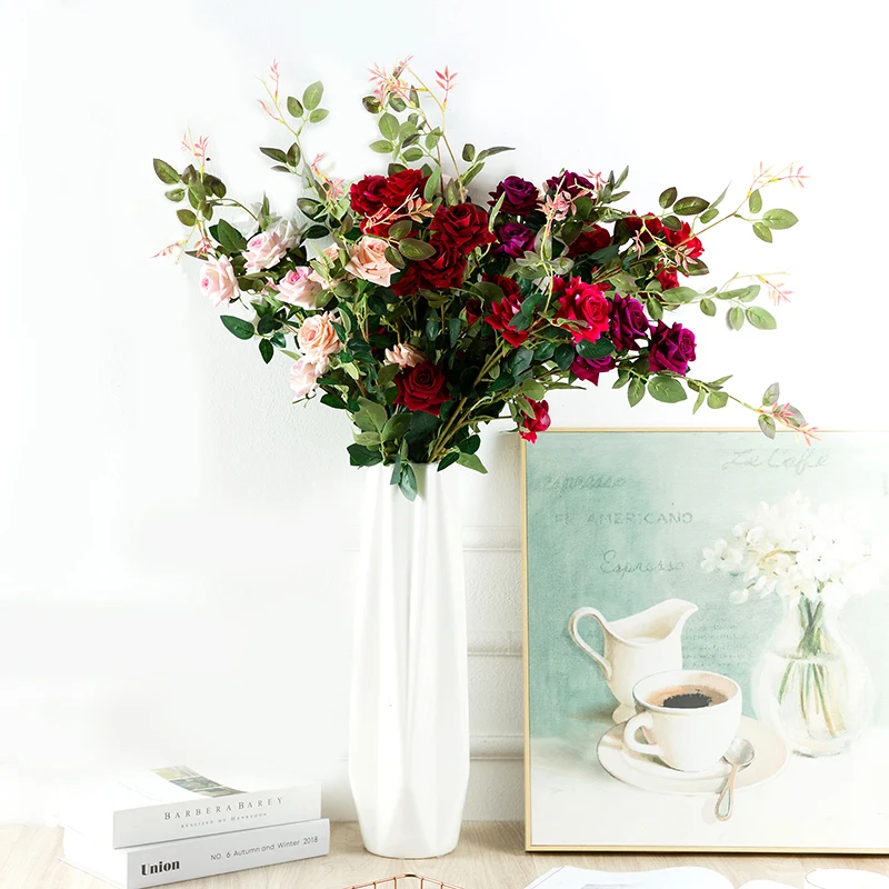 Stock 1 Red Vintage Artificial Silk Rose Bushes ,Roses Artificial Feather  Bouquet Flower bx Cadbury Roses