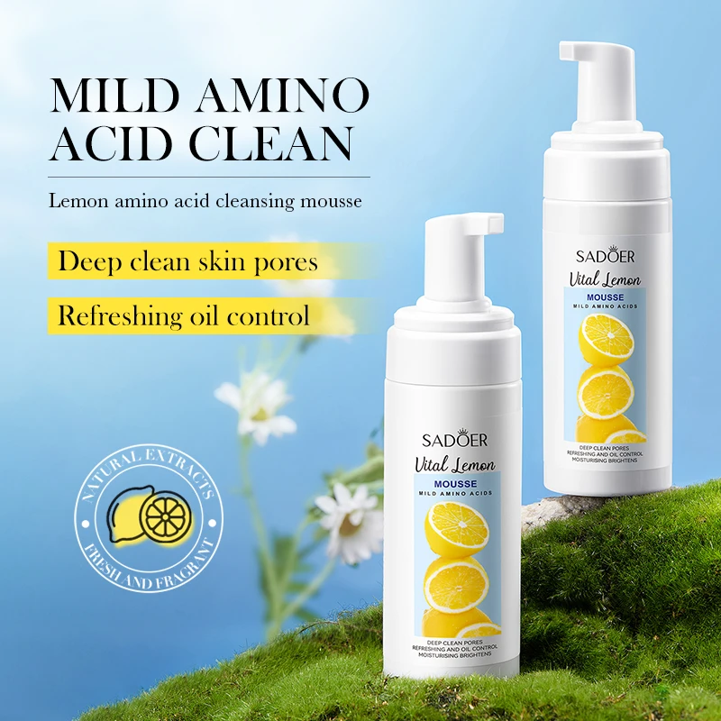 OEM SADOER Wholesale Korean Whitening Kiwi Fruit Lemon Coconut Skin Care Products Face Wash Nourishing Mousse Facial Cleanser