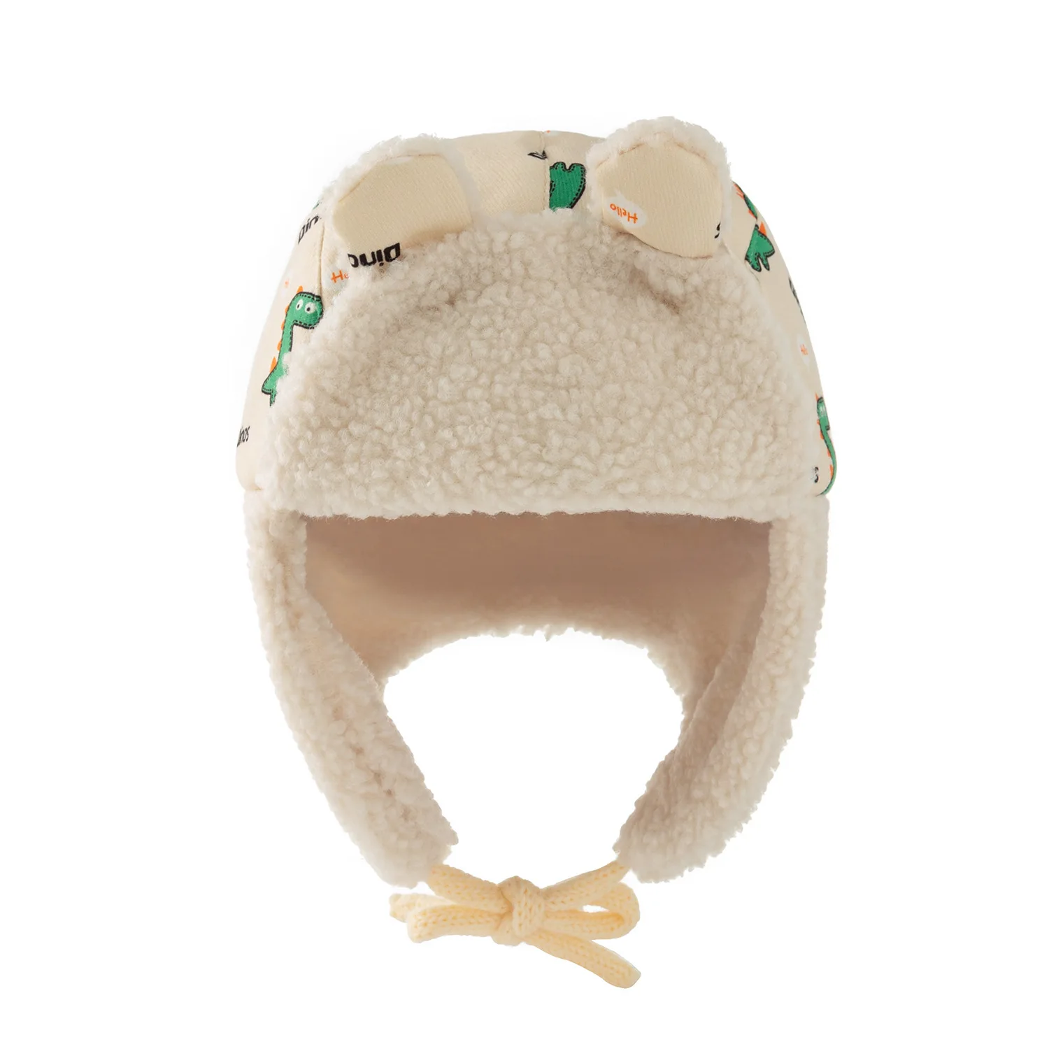 kids unisex  print dinosaur fleece lining earflaps earmuffs hat  warm winter hat