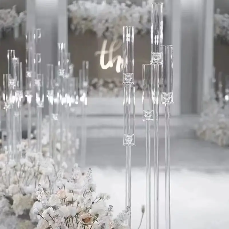 Wholesale European Quality Candle Holder Tall Acrylic Round Candle Stick Holders For Home Wedding Centerpiece Decoration