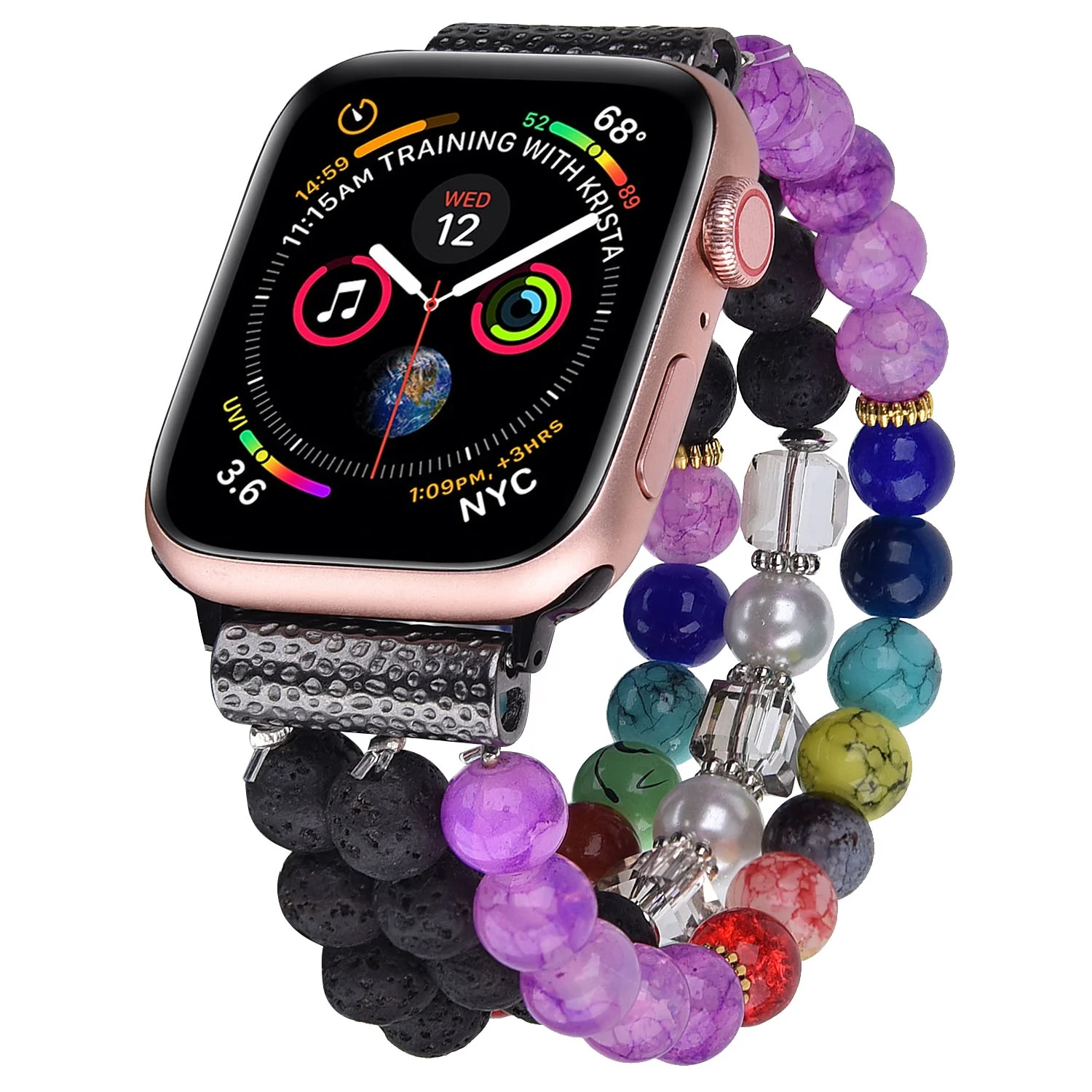 Bracelet Compatible for Apple Watch Band 44mm/42mm Women Girl,Series 6 Handmade Fashion Elastic Beaded Watch Strap for Iwatch 6