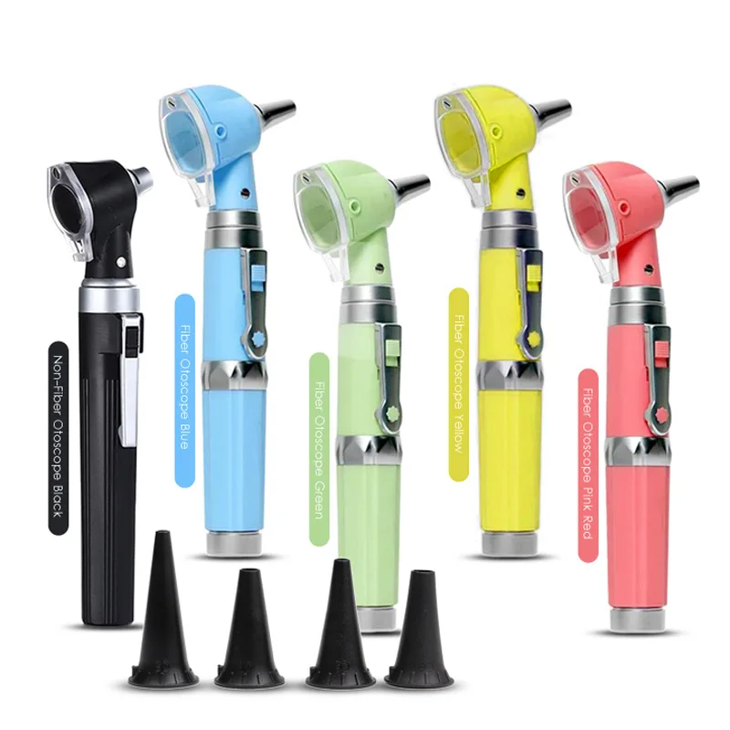 profesional rigid optic ear wax removal endoscope otoscope set ophthalmoscope  de diagnostic   colores  especulo otoscopio