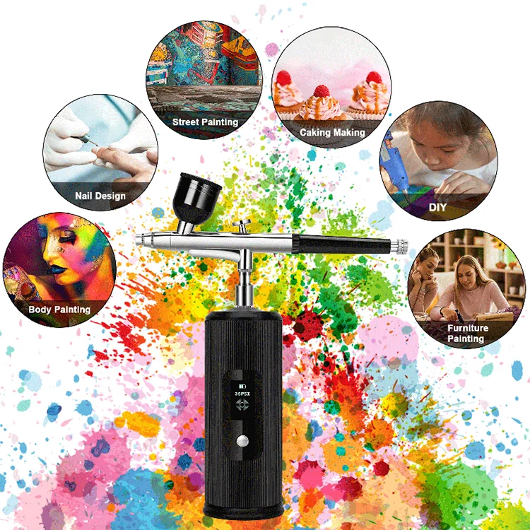 LCD Display Pressure 3 Gears PSI Beauty Equipment Nail Airbrush Kit Mini Aerografo Make Up System