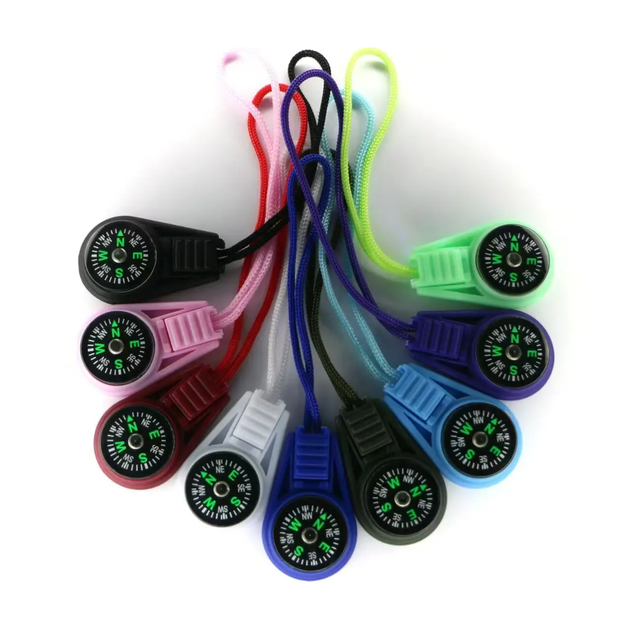 Colorful Mini Compasses for Camping Hiking Outdoor  Adventures Bulk Compass Cord Pocket Sized Party Favors